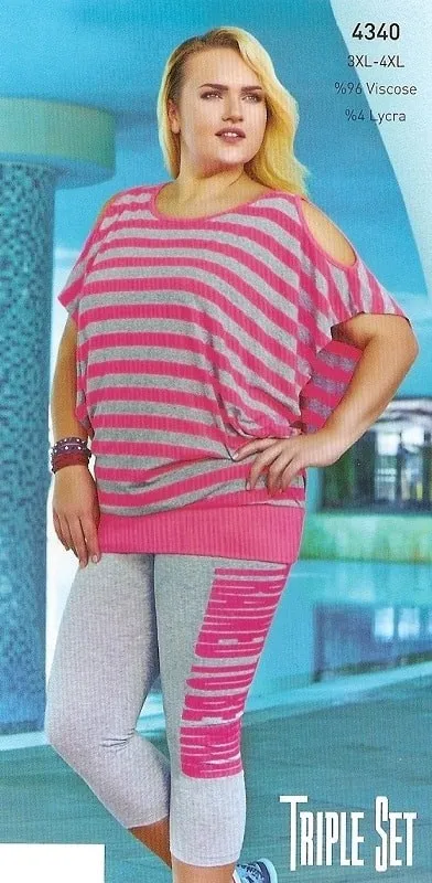 Комплект жіночий у смужку з лосинами